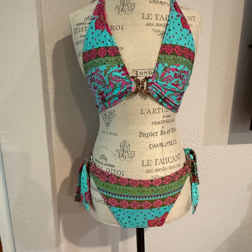 BECCA Pink and Blue Swimwear - one top & 2 bottoms